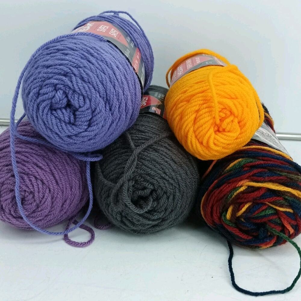 5X Red Heart Mixed Colors Acrylic Yarn